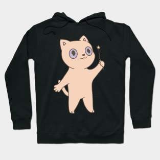 Cute orange peach cat illustration magic wand Hoodie